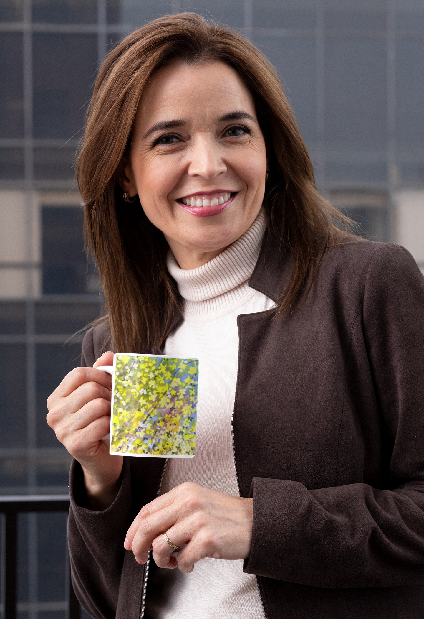 Blooming Forsythia Ceramic Mug