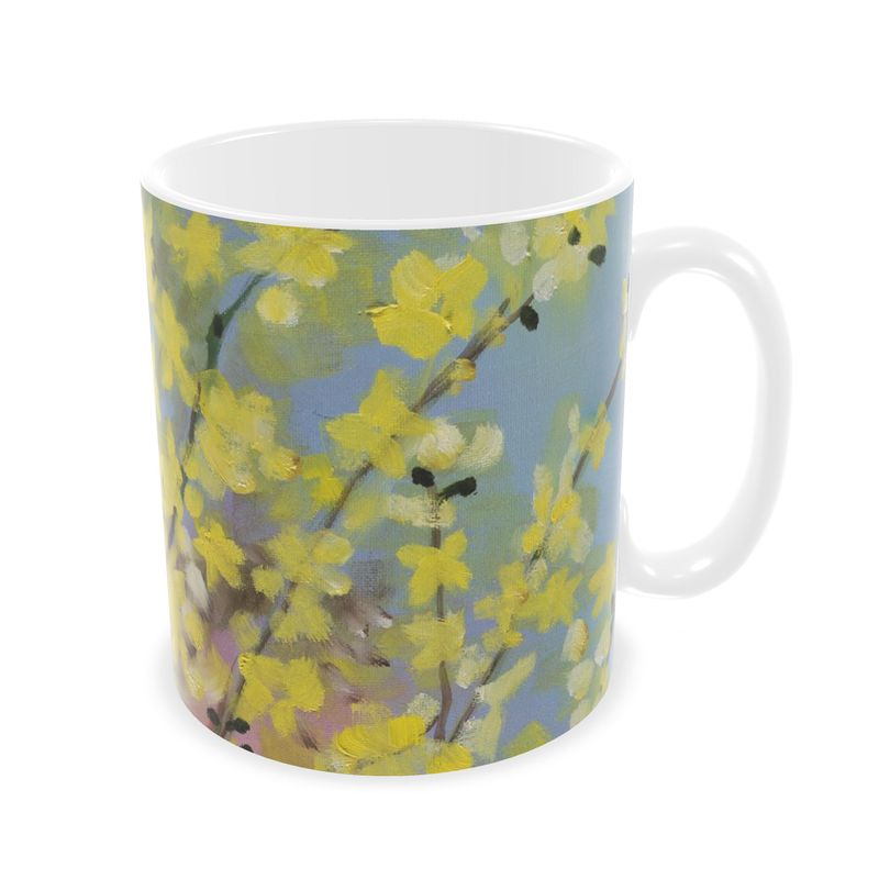 Blooming Forsythia Ceramic Mug