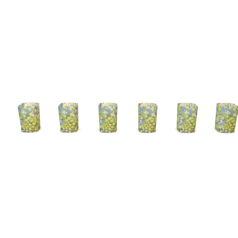 Blooming Forsythia Square Shot Glasses - 6 Set