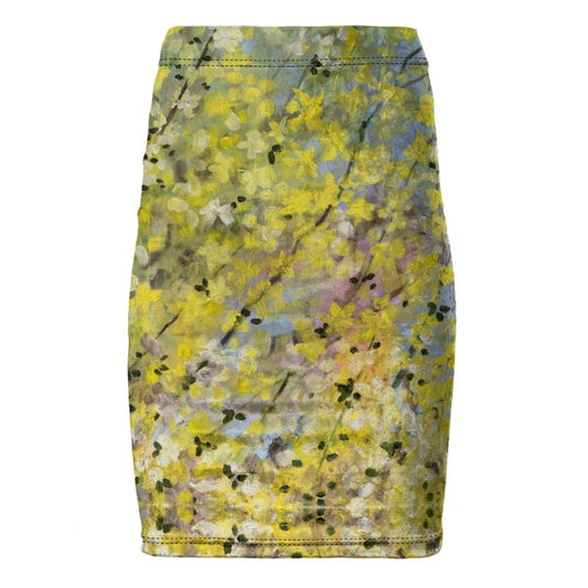 Blooming Forsythia Pencil Skirt