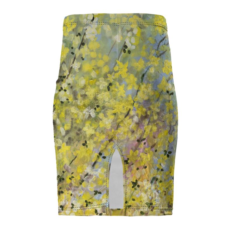 Blooming Forsythia Pencil Skirt