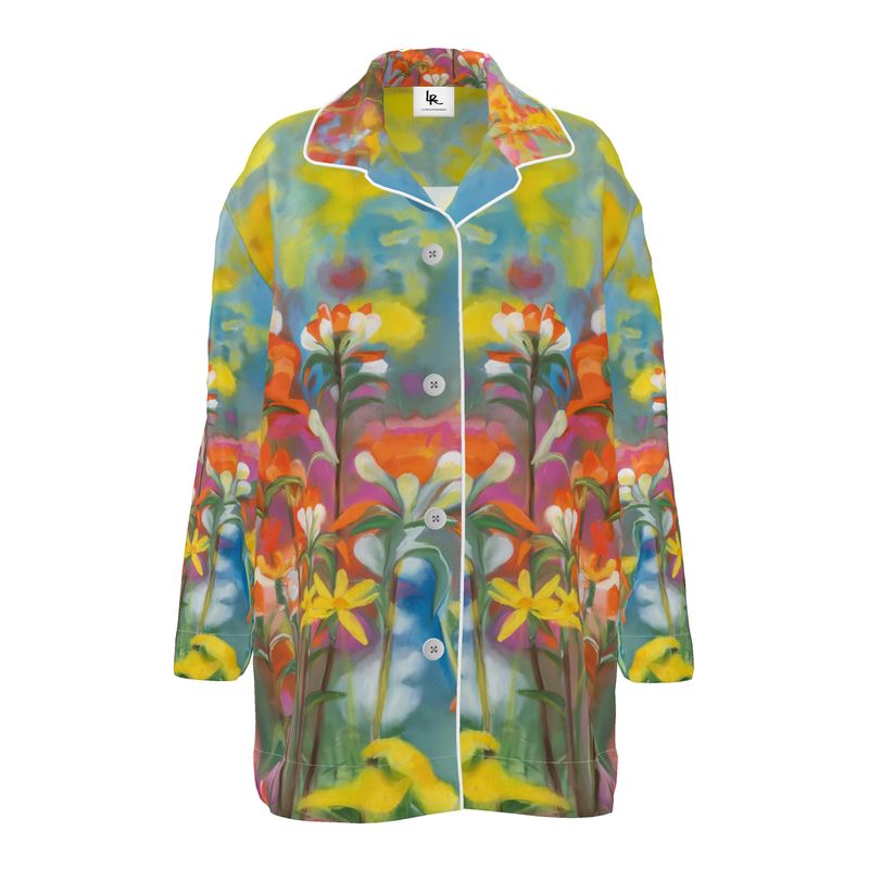 Breath of Flowers Silk Pajama Shirt