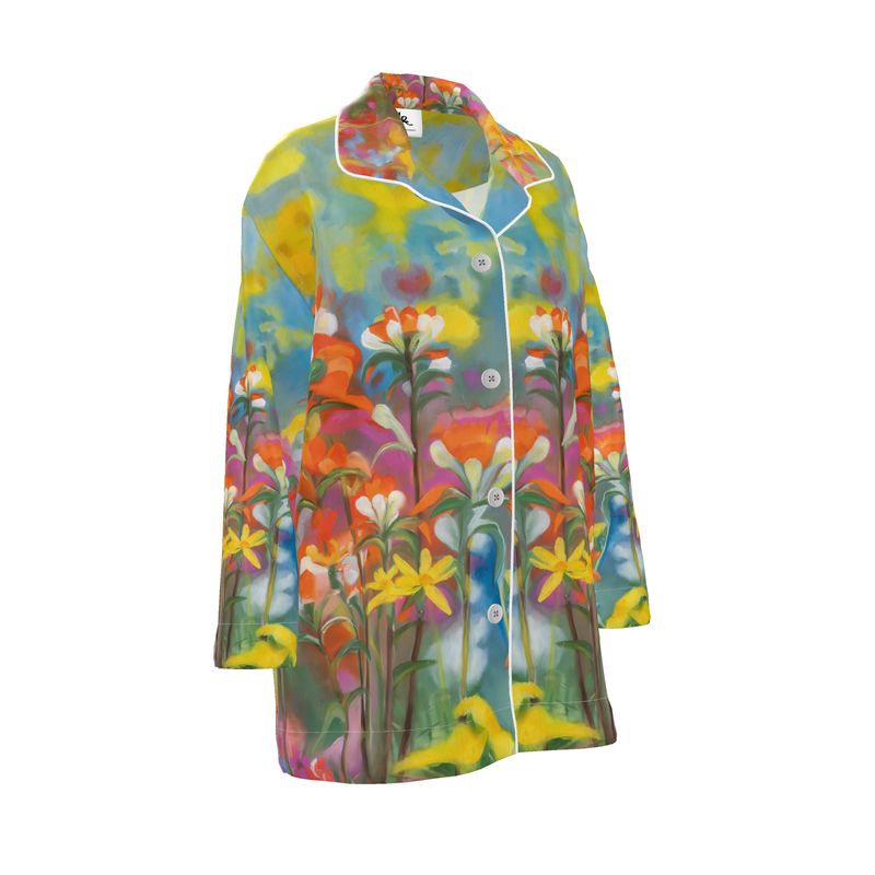 Breath of Flowers Silk Pajama Shirt