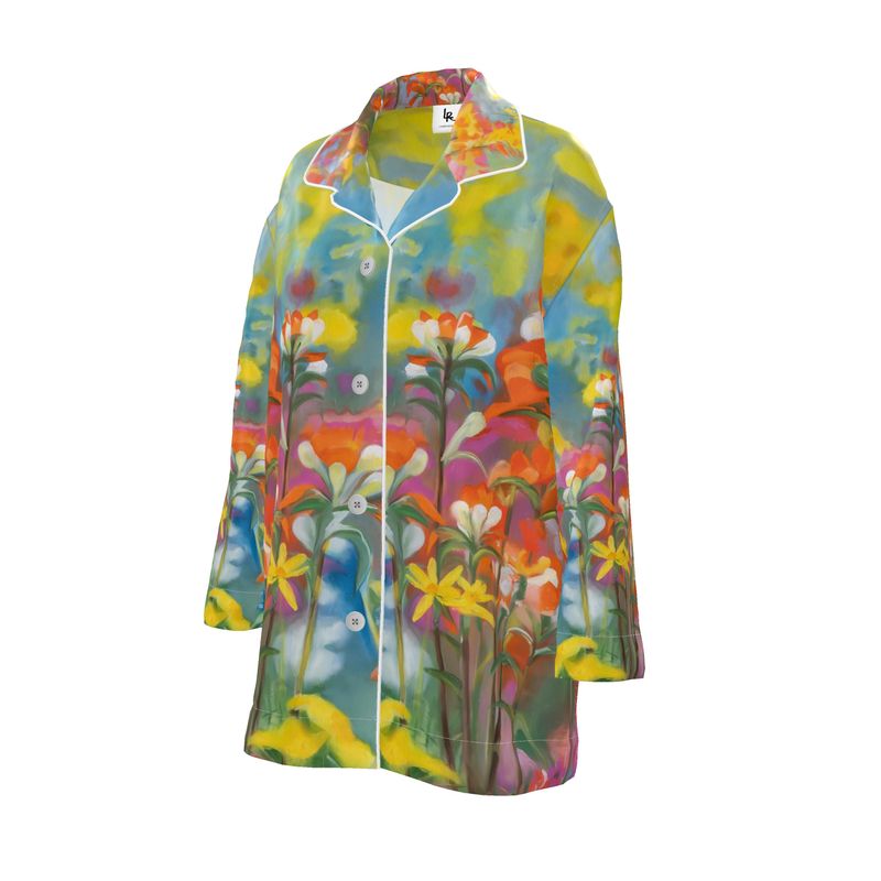 Breath of Flowers Silk Pajama Shirt