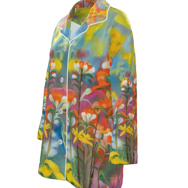 Breath of Flowers Silk Pajama Shirt