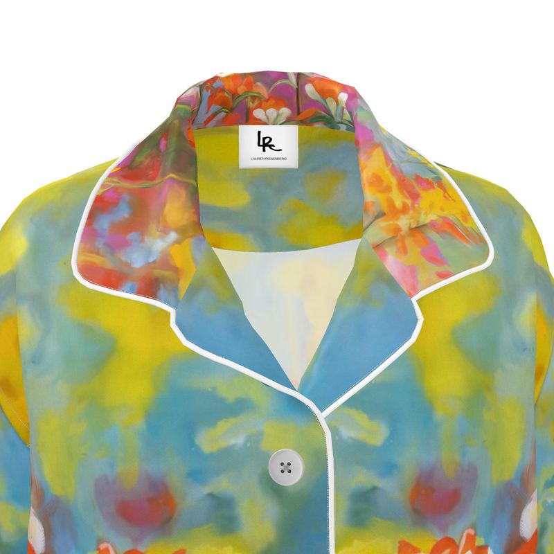 Breath of Flowers Silk Pajama Shirt