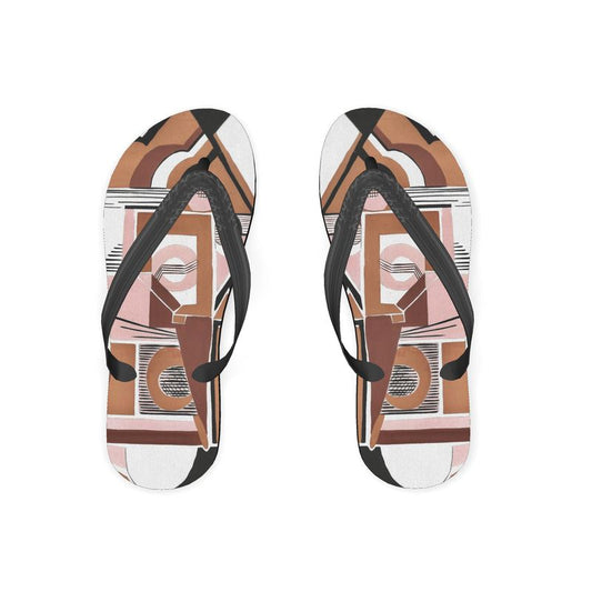 Contemporary Pueblo Footprint Flip Flops