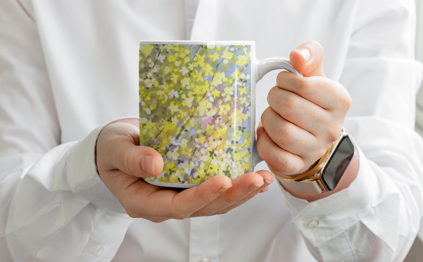 Blooming Forsythia Ceramic Mug