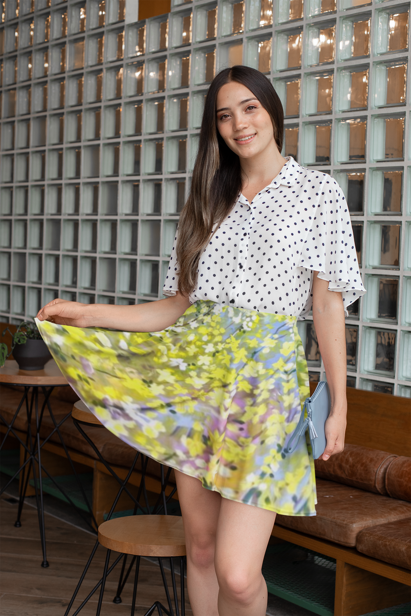 Blooming Forsythia Flared Skirt